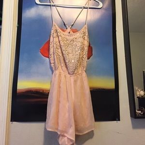 Blush pink jeweled romper