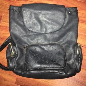 Black faux Leather Bag with adjustable straps