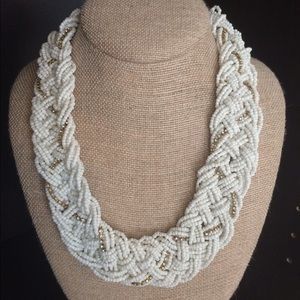 White beaded statement necklace