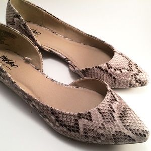 Faux snake skin flats
