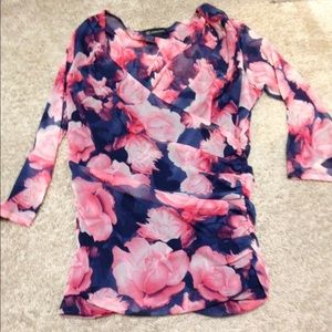 INC Fitted tunic with beautiful rose design