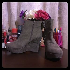 Grey suede booties