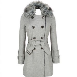 NWOT BLACK RIVET WOOL TIERED -BOTTOM TRENCH COAT