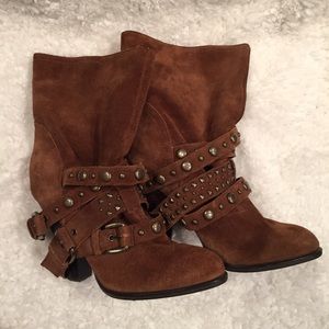 bcbg studded suede ankle booties Sz 8