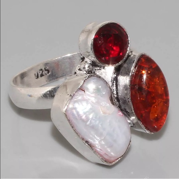 Jewelry - 9.25 silver Multi stone ring NWOT