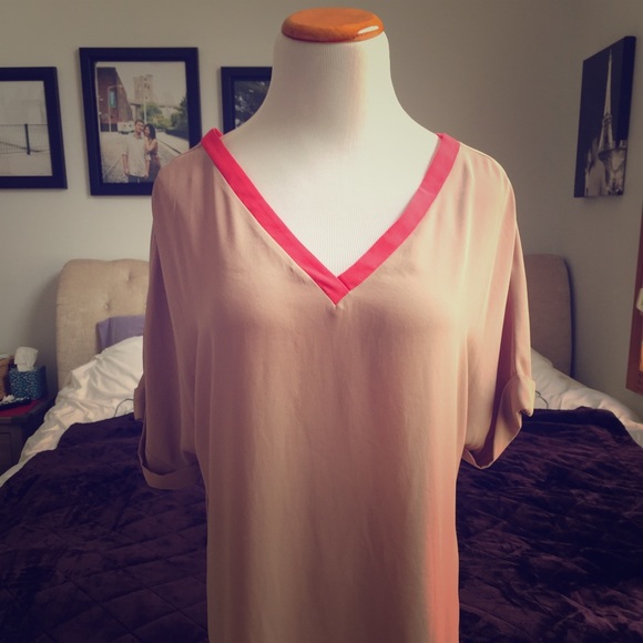 Taupe with Coral Detail