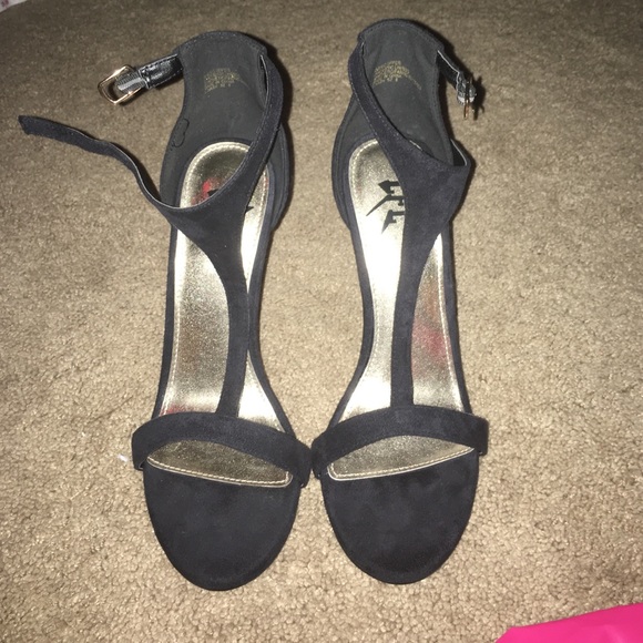 Navy blue and gold high heels