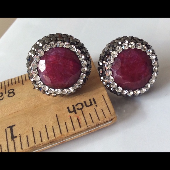 📌SOLD📌925 Single Gem and Crystal Stud Earrings - Picture 2 of 4