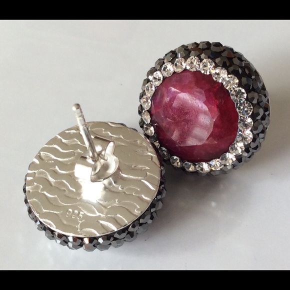 📌SOLD📌925 Single Gem and Crystal Stud Earrings - Picture 3 of 4