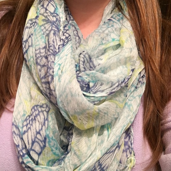 Blue Butterfly Infinity Scarf Worn Once