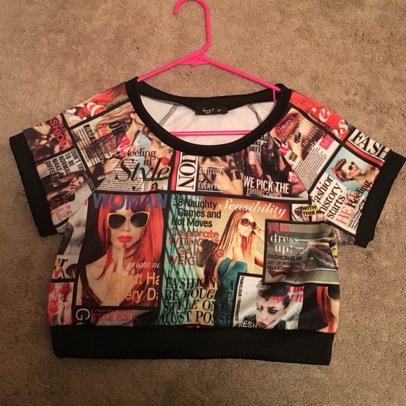 Magazine print crop top