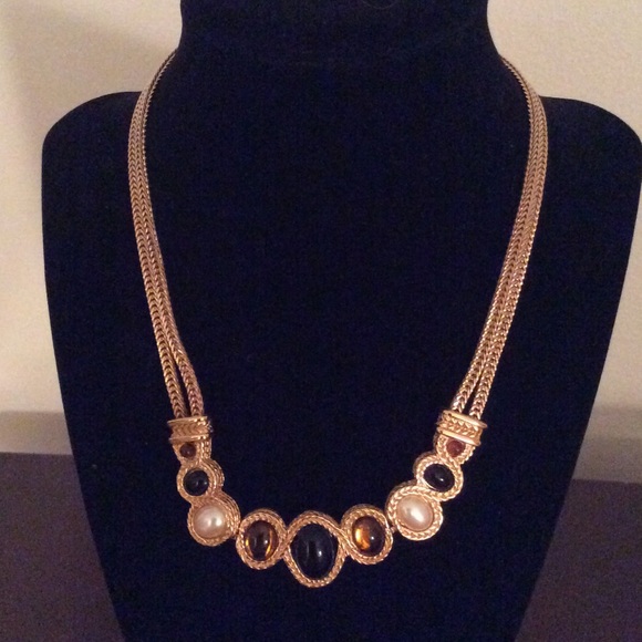 Gold, Brown & Black Adjustable Necklace