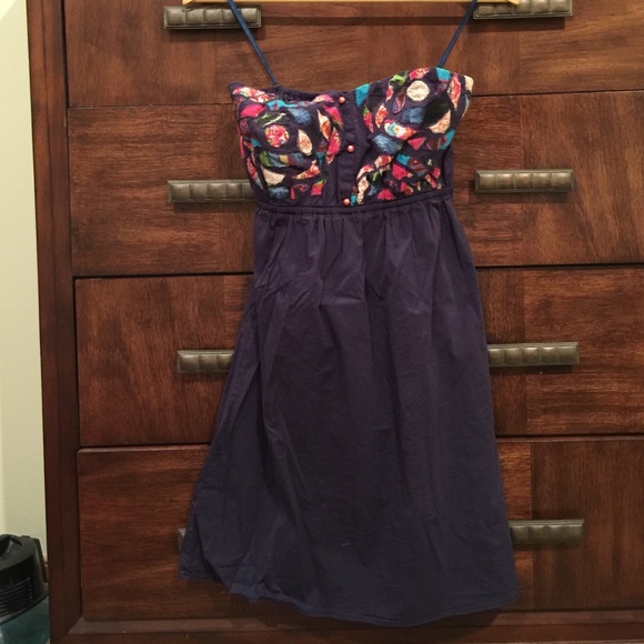 Judith March strapless navy blue dress