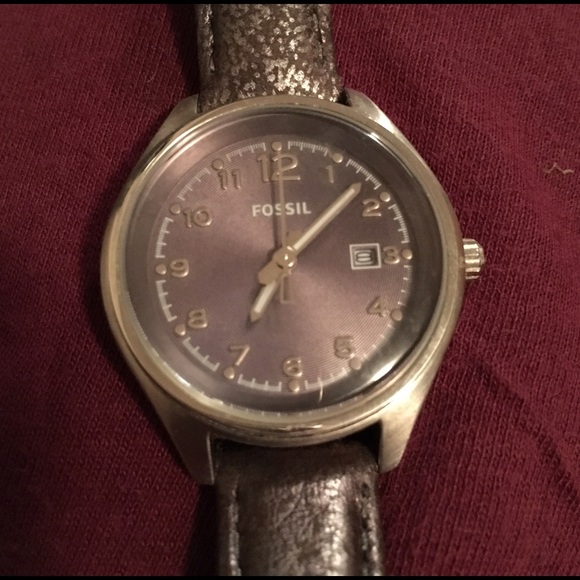 Silver Gray Metallic Fossil Watch