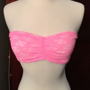 Mudd Vintage Neon Pink Lace Bandeau Bralette