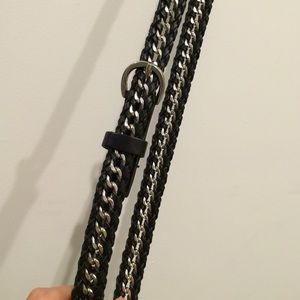 Zara metal chain black leather belt