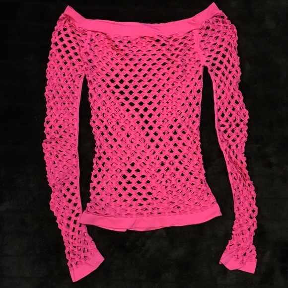 hot pink fishnet top