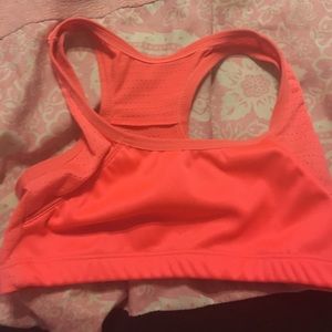 Neon pink sports bra