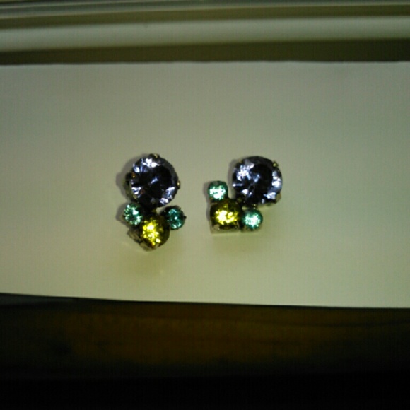 Silver post gem earrings - Picture 2 of 3
