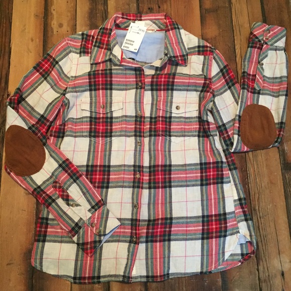 H&M Tops - H&M Flannel with Elbow Patches