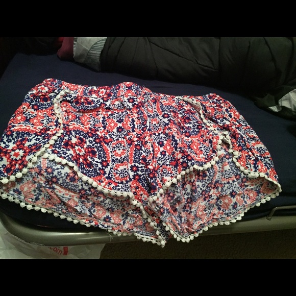 New look ,navy & orange flower shorts