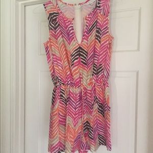 Orange and magenta romper