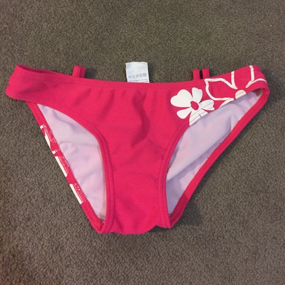 Hawaiian floral red bikini bottom