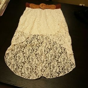 Rue 21 Lace Cream High Low Skirt NWT