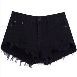 black denim shorts