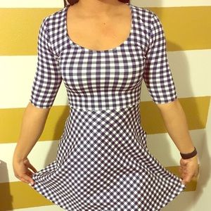 Blue and white plaid dress