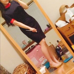 Trf by Zara ribbed contrast cuff midi dress