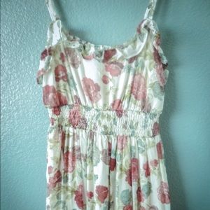 Cream Floral Maxi Dress w/Buttons