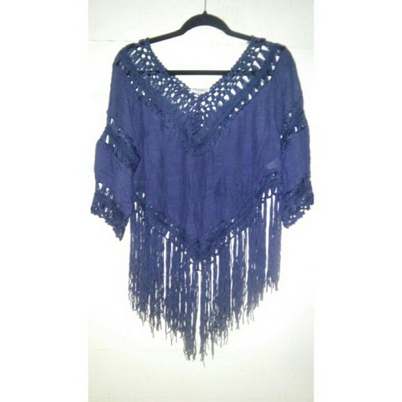Navy Fringe Top - Picture 2 of 2