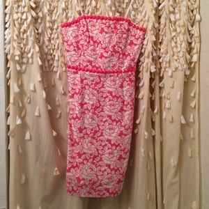 Lilly Pulitzer pink & white lace overlay w/ stones