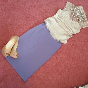 Stretch purple below the knee skirt size S