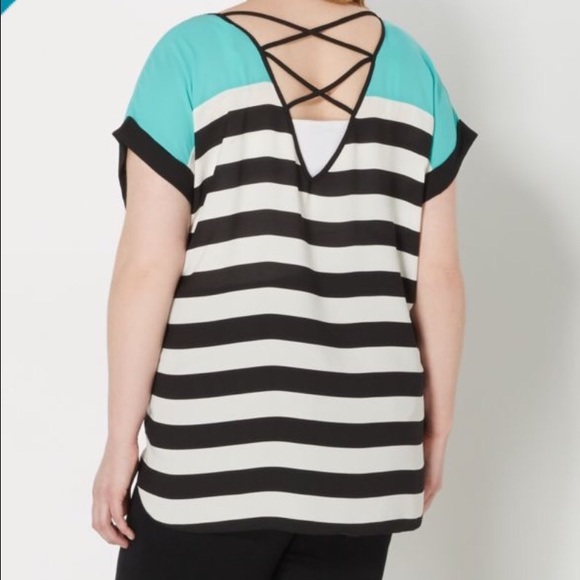 Plus size 3X Orange black& white Chiffon blouse - Picture 2 of 3