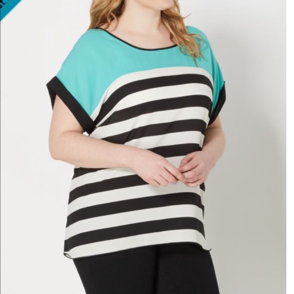 Plus size 3X Orange black& white Chiffon blouse - Picture 3 of 3