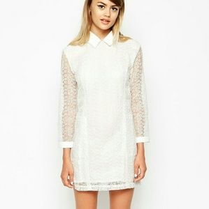 UO Little White Lies Collared Lace Dress