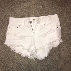 White denim cutoff shorts