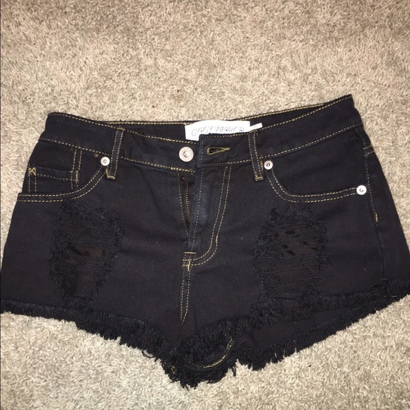 Black Cutoff Denim shorts