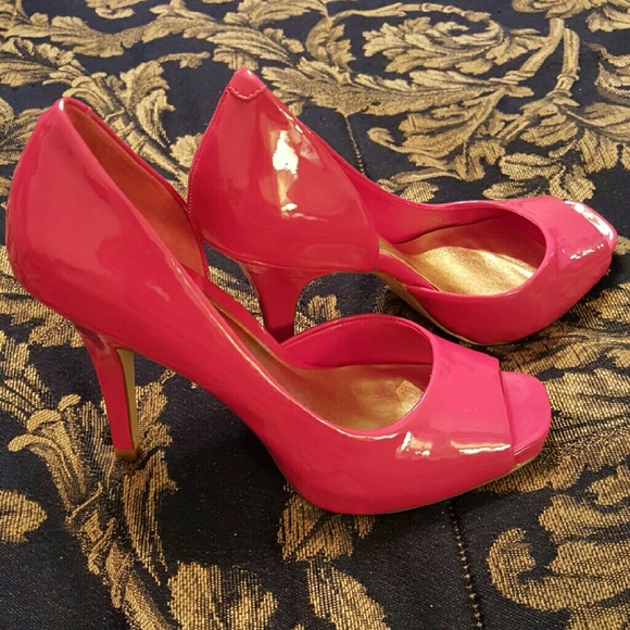 Hot Pink Jessica Simpson Leather D'Orsay Heels