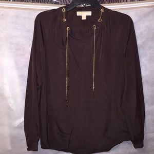 Long sleeve dark brown Michael Kors blouse