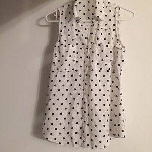 White with Black Polka Dot Express Top