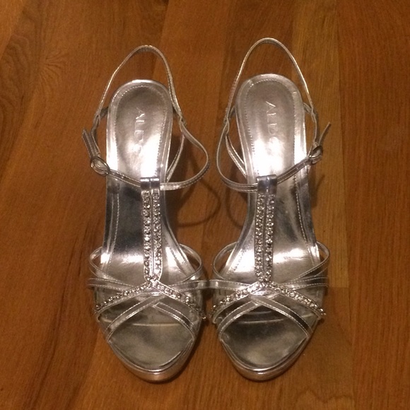 Silver rhinestone stilettos prom