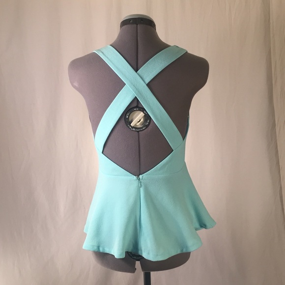 NWOT Light Blue Peplum Shirt - Picture 3 of 3