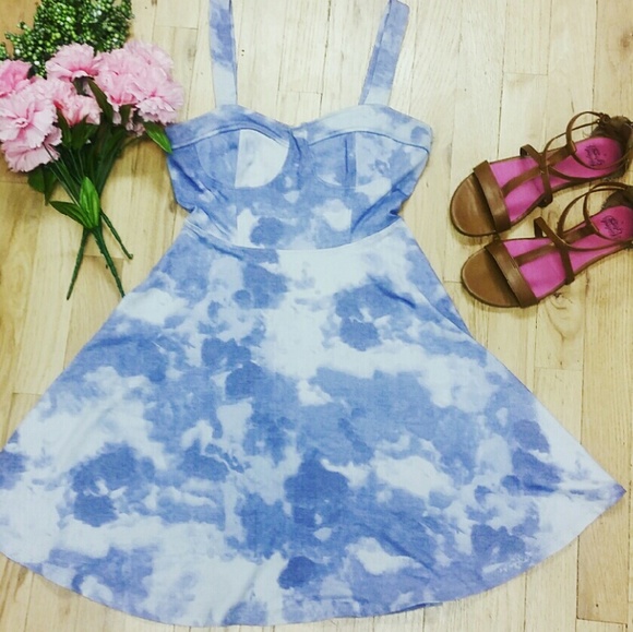 Acid Wash Fit and Flare Mini Dress