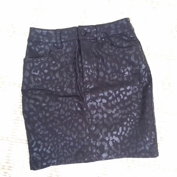 H&M Skirts - BRAND NEW H&M waxed leopard black mini skirt H&M Skirts - BRAND NEW H&M waxed leopard black mini skirt