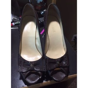 Lauren by Ralph Lauren brown bow pumps