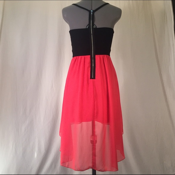 Coral and Black High Low Dress Size 5 - Picture 2 of 2