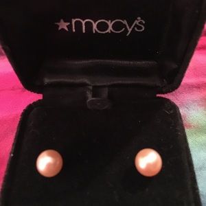 Macy's Pink Pearl Stud Earrings